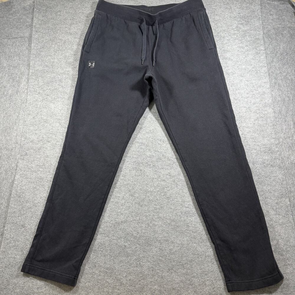 Under Armour Fleece Sweatpants Mens XL Black Open Hem Drawstring Athletic